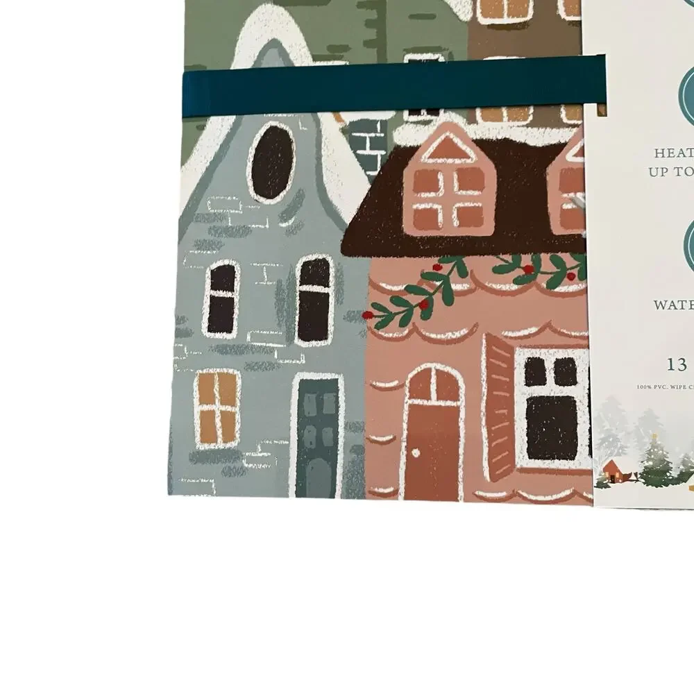 Envogue Christmas Village Faux Leather Placemats 13x19 Set of 4 New